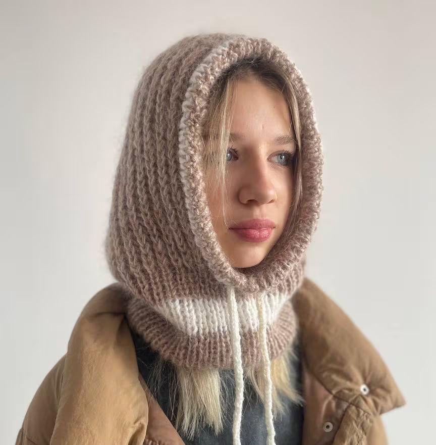 کلاه بافتنی موهر زنانه صورتی کمرنگ