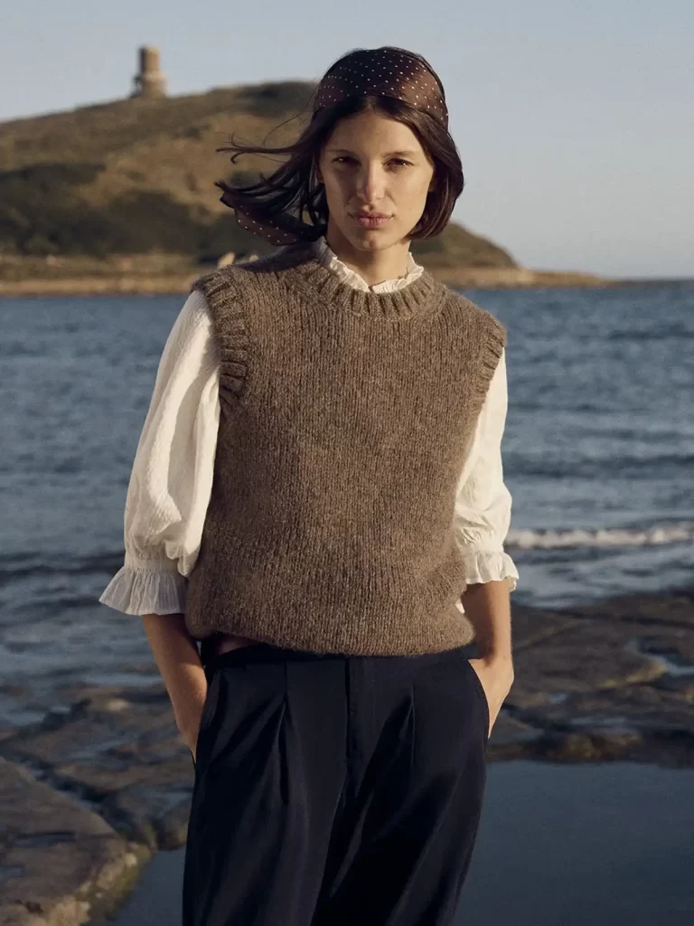 جلیقه بافتنی زنانه خاکستری