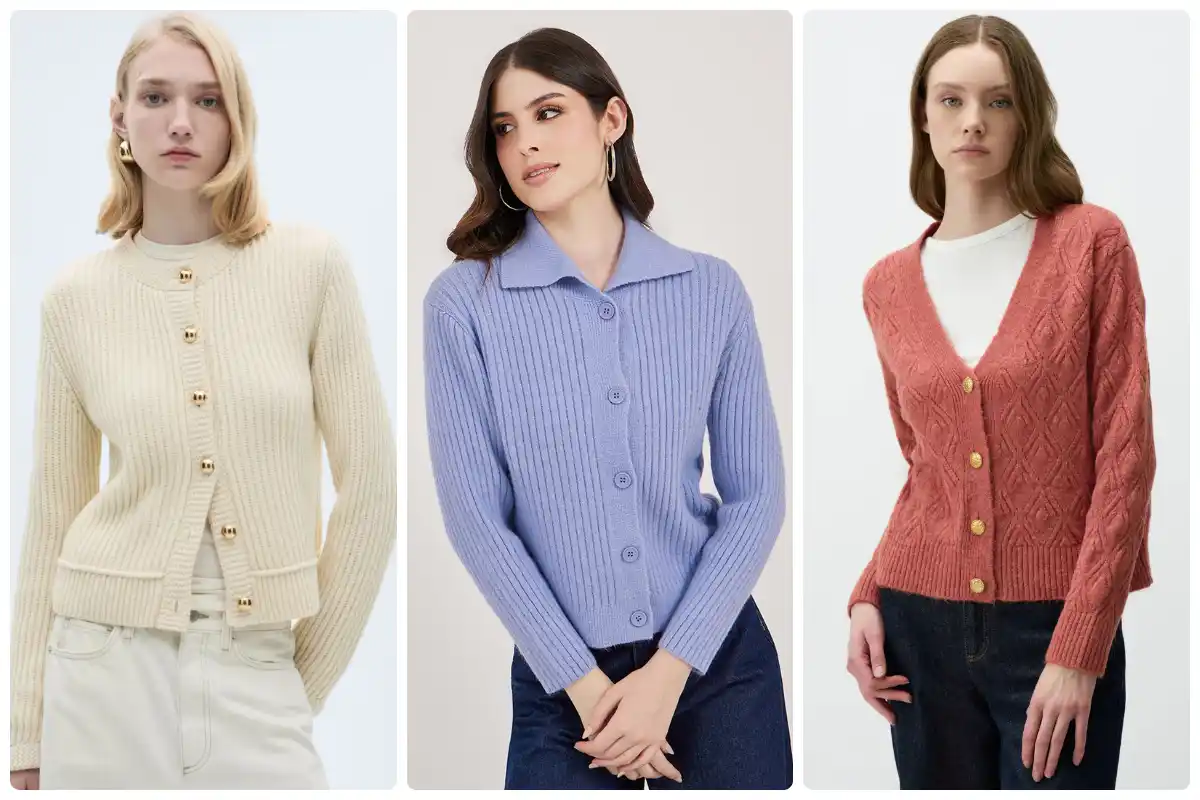 کاردیگان بافت دکمه‌دار زنانه