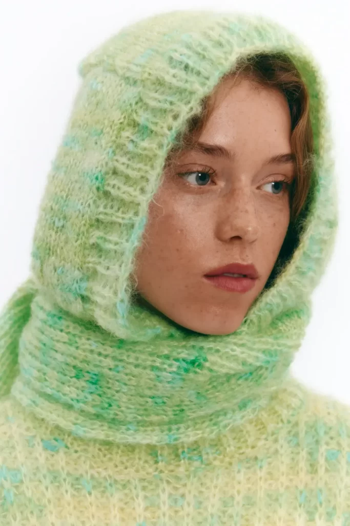 کلاه بافتنی موهر زنانه سبز روشن