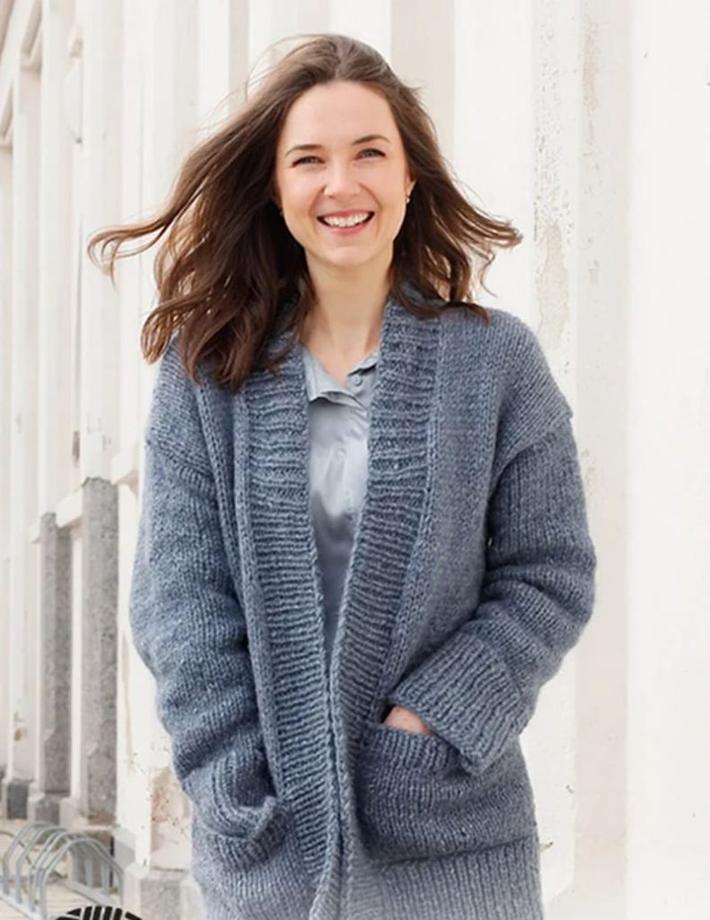 کت گشاد بافت سرمه ای روشن