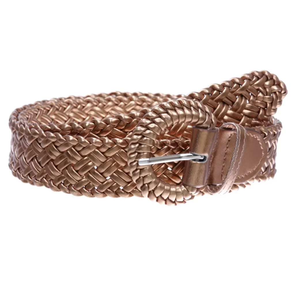 کمربند چرم حصیری قهوه ای