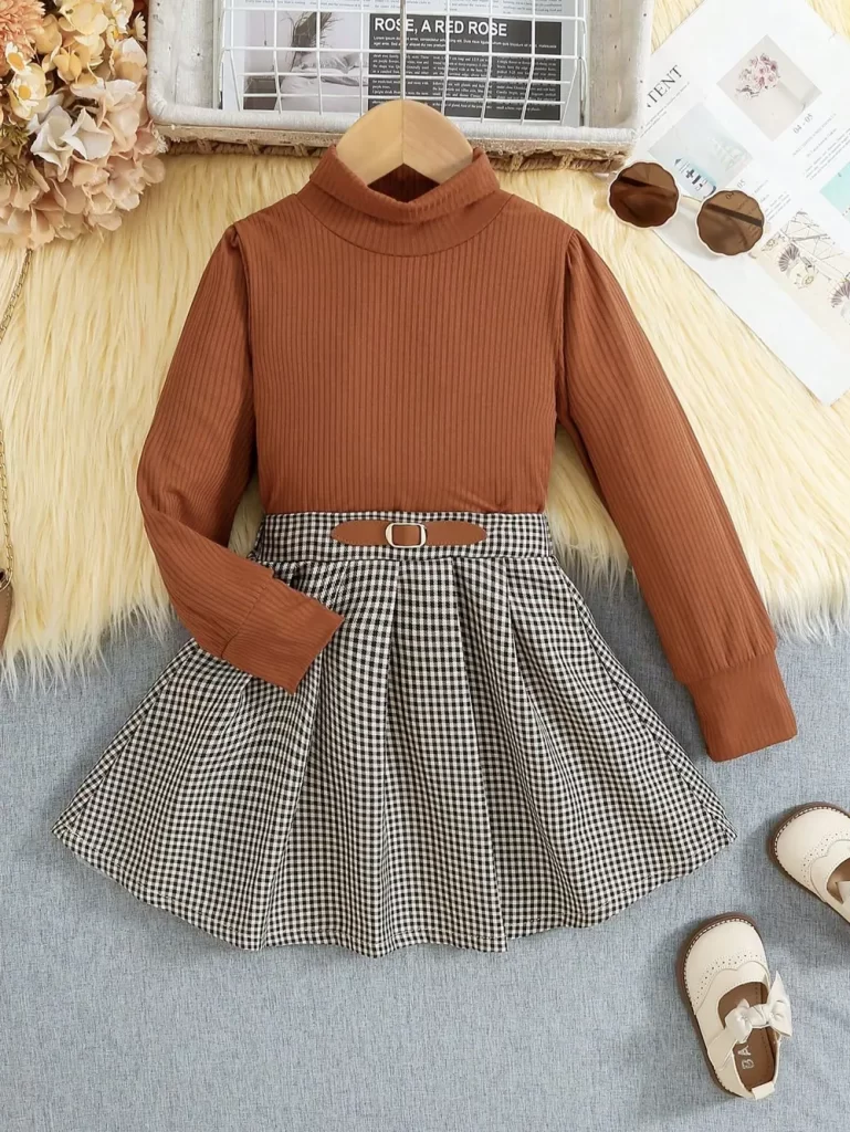 ست لباس پاییزی بچگانه قهوه ای