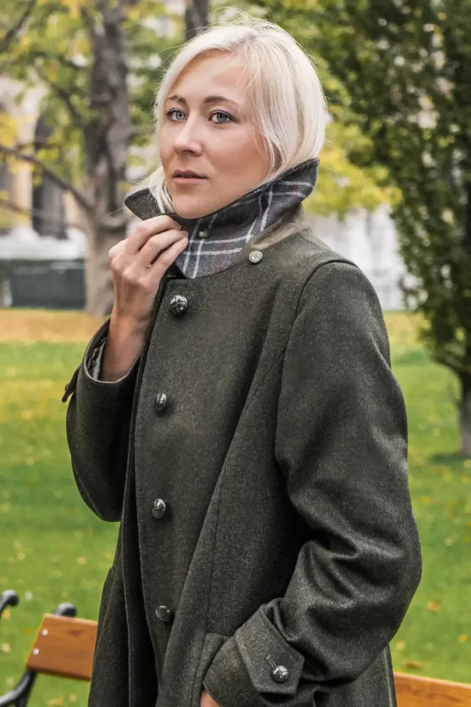 پالتو پشمی زنانه سبز لجنی