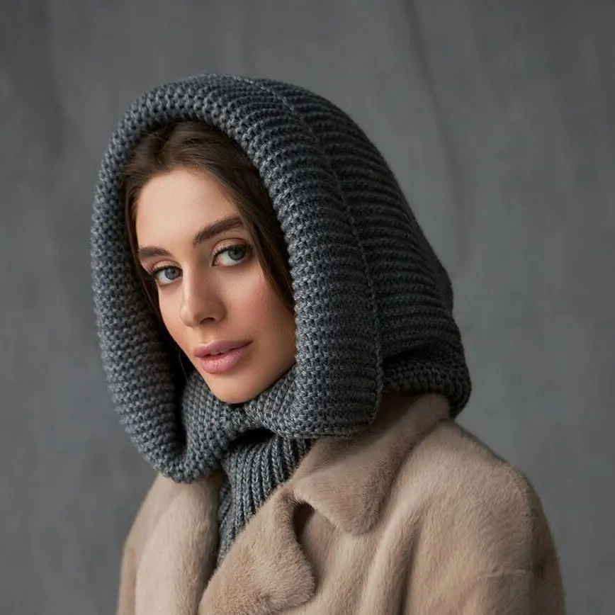 کلاه بافتنی موهر زنانه خاکستری رنگ