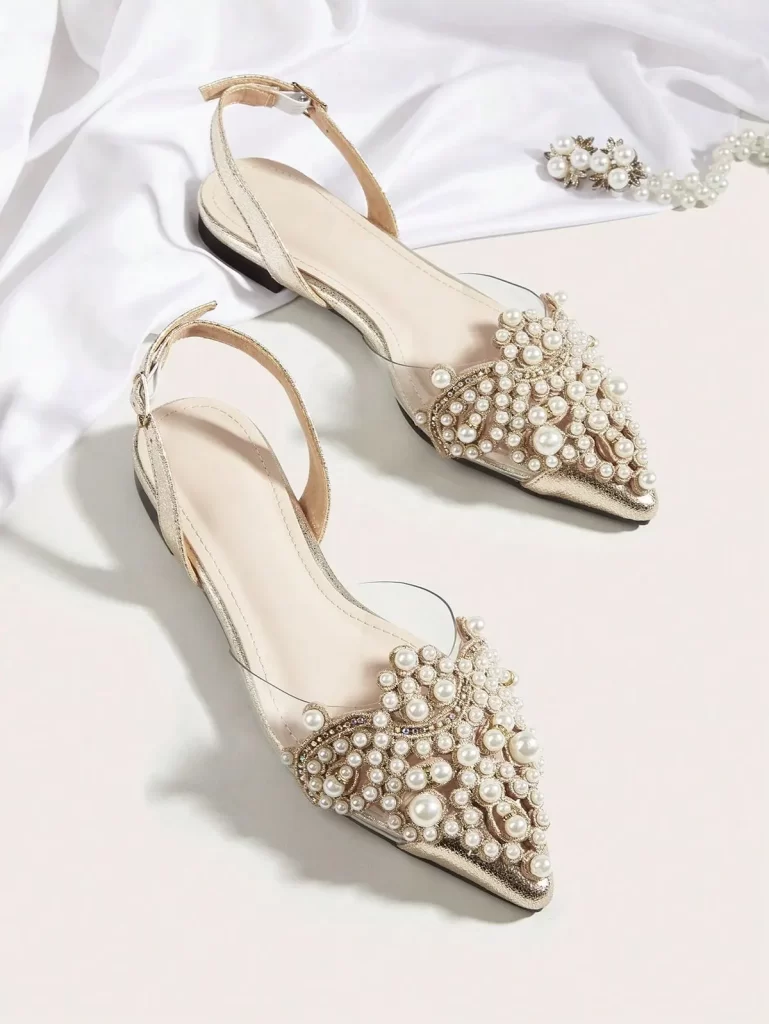 کفش مروارید دوزی سفید