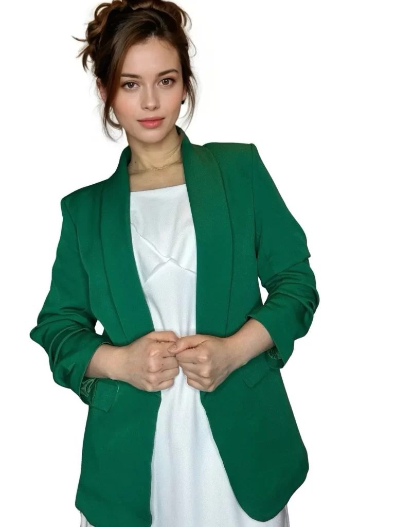 کت بلیزر شانه تیز سبز