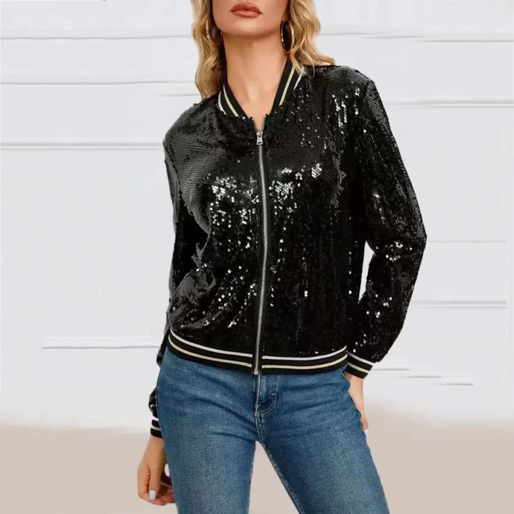 کت پولکی براق زنانه سیاه