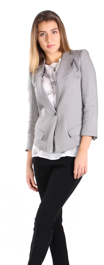 کت بلیزر شانه تیز طوسی