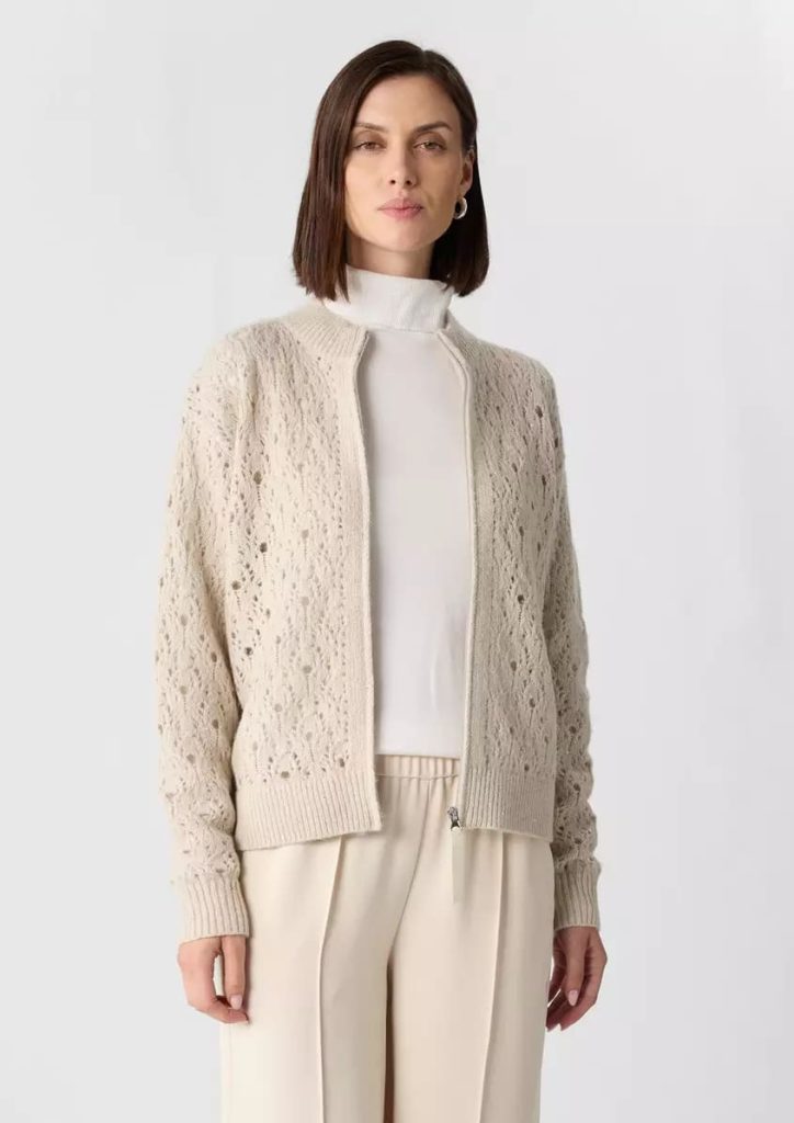 کت گشاد بافت سفید کرمی