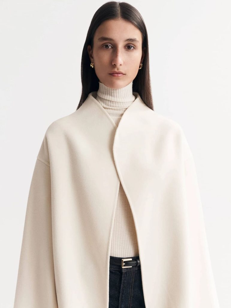 کت بافتی یقهدراپه زنانه سفید