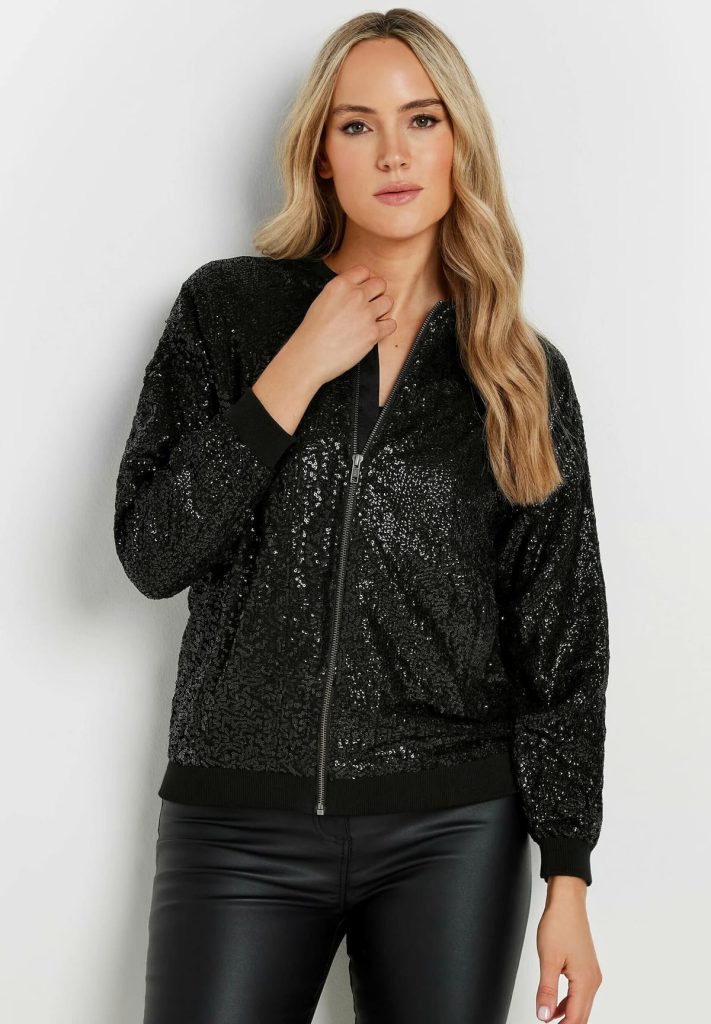 کت پولکی براق زنانه سیاه