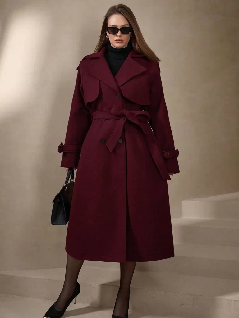 استایل پاییزی با کت چری بلند