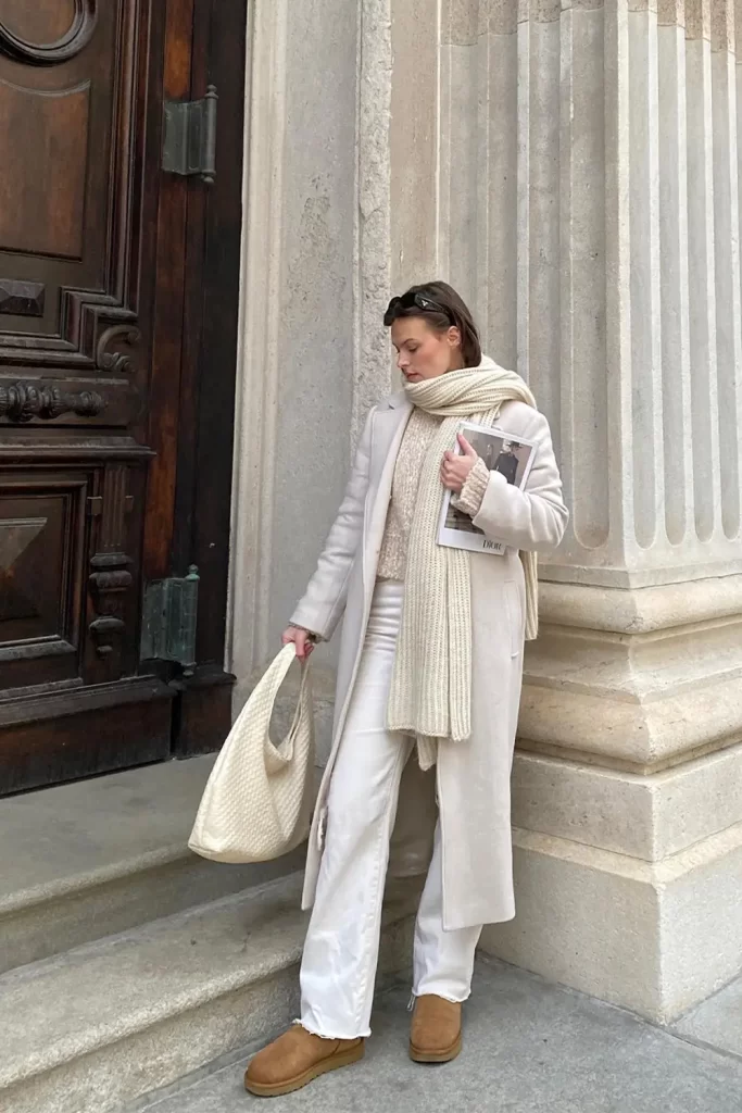 پالتو پشمی زنانه سفید