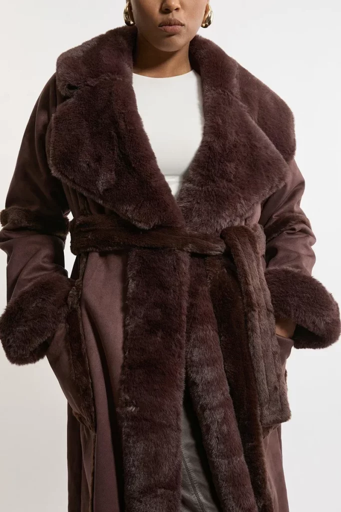 پالتو یقه شرلینگ بنفش تیره