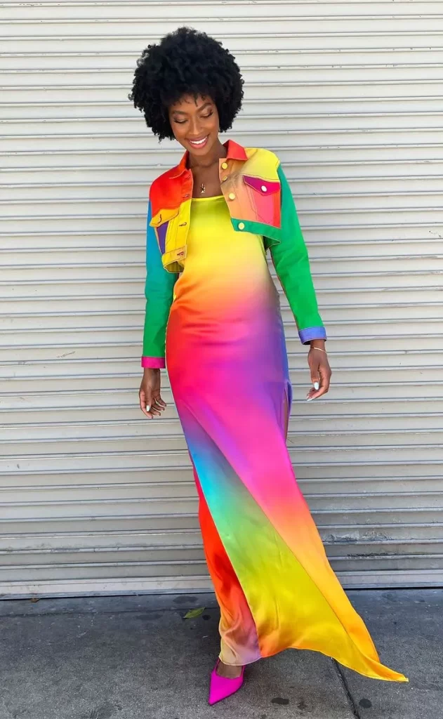 دامن ماکسی رنگین کمانی