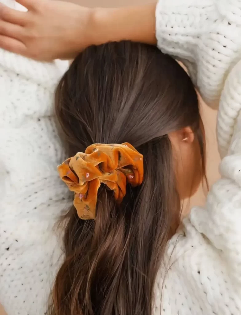 کش مو اسکرانچی حریر زنانه نارنجی