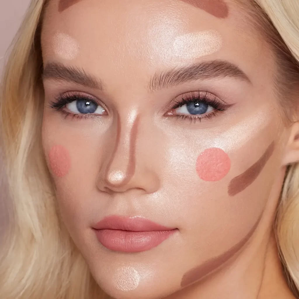 دختر در حال تست لوازم ارایش