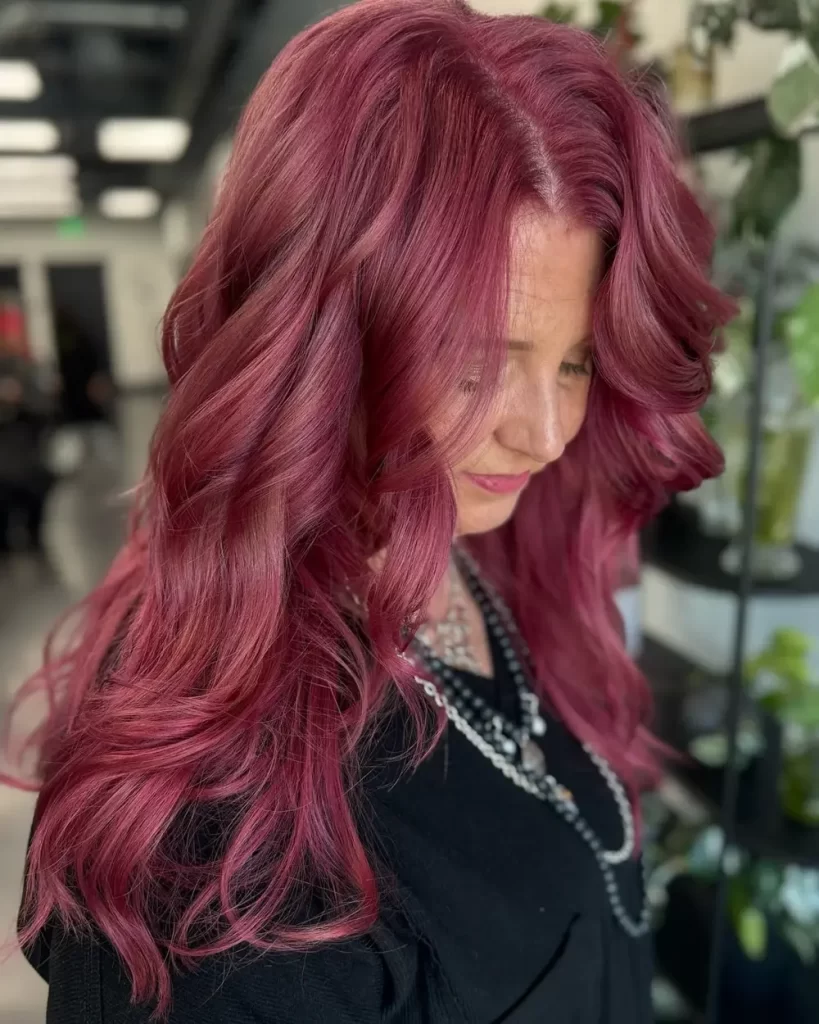 مدل مو بلند با رنگ شرابی