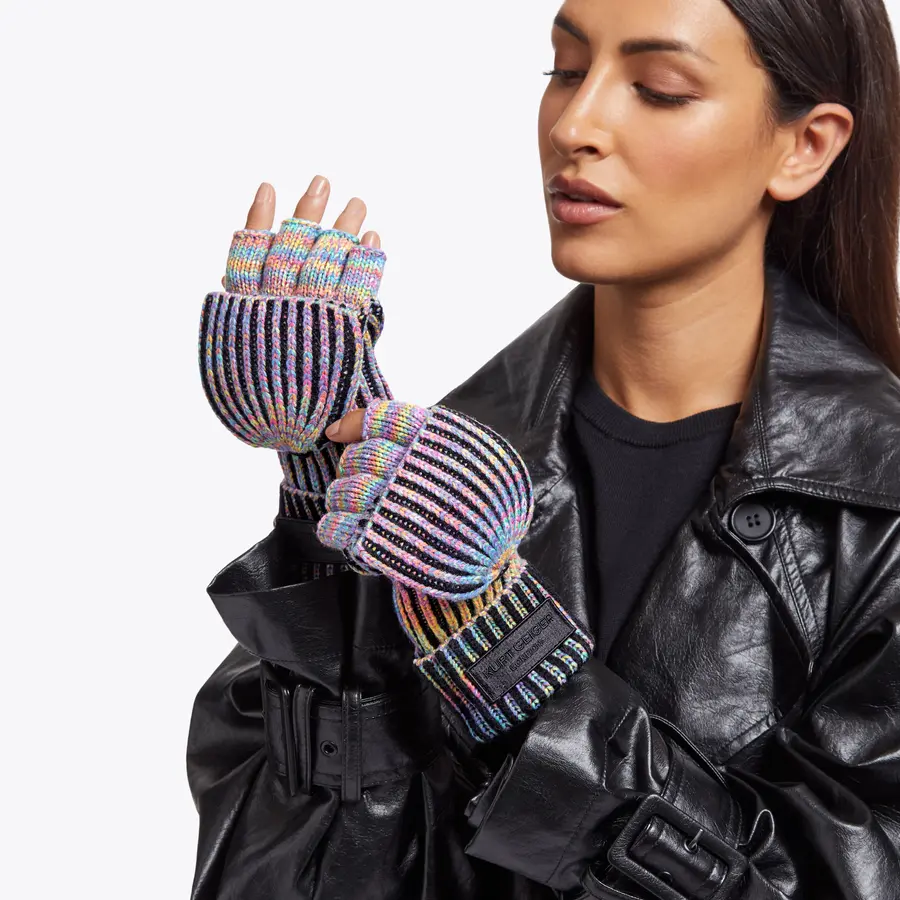 دستکش بافت پولکی رنگارنگ