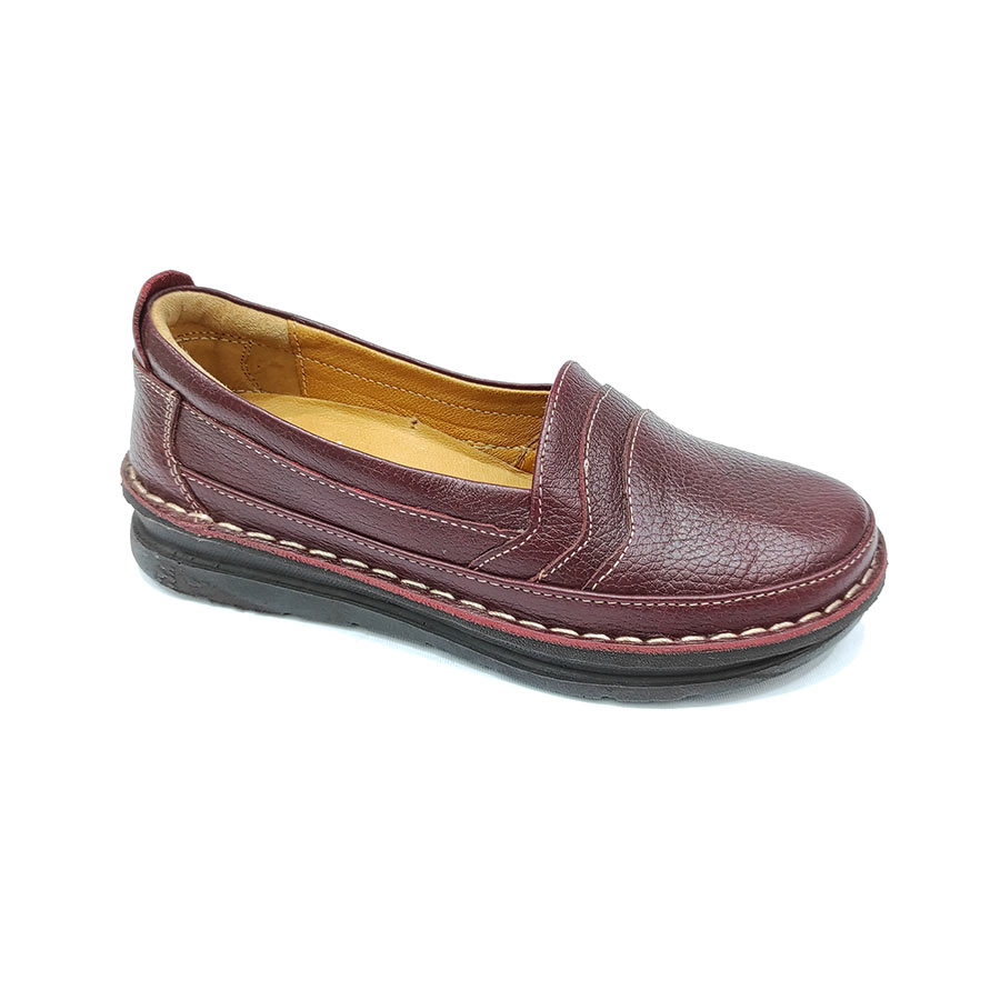 کفش طبی زنانه چرم قهوه ای تیره