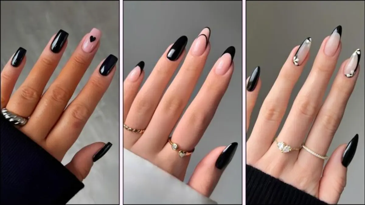 طراحی ناخن مشکی مینیمال زنانه