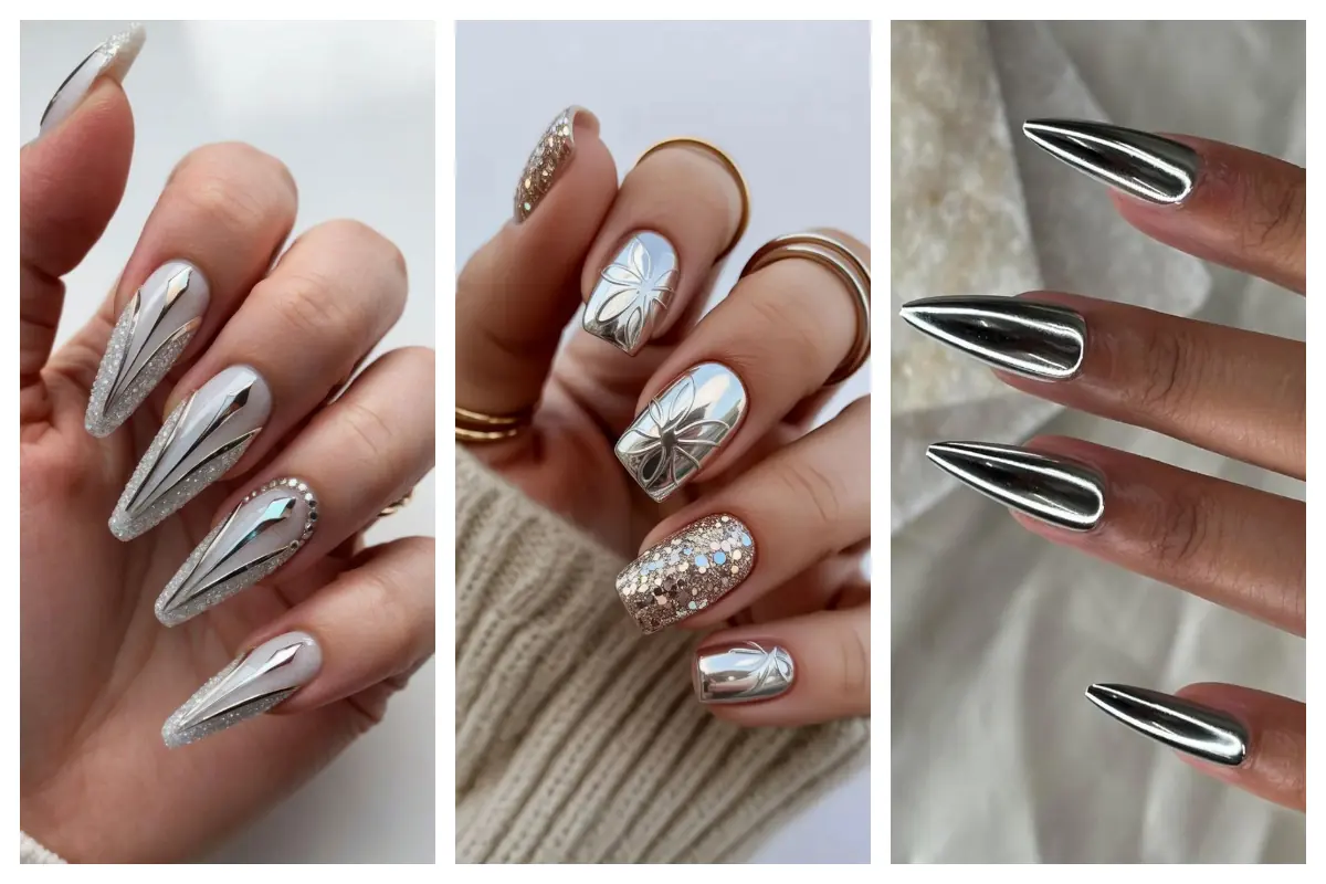 طراحی ناخن نقرهای؛ وقتی میخوای ناخنات از جواهراتت هم بیشتر برق بزنه!