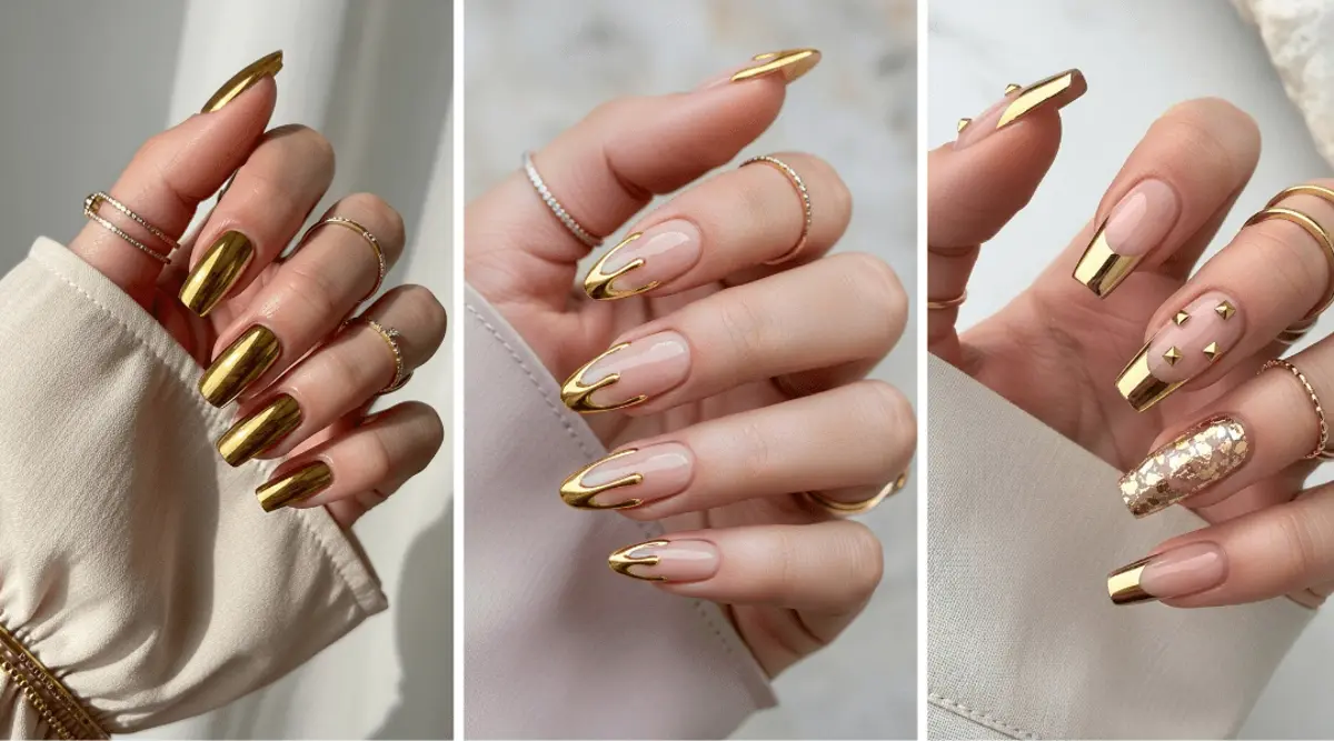 فرنچ ناخن طلایی؛ هم رو ناخن کوتاه زیباست هم بلند، همیشه لاکچری دیده میشه!