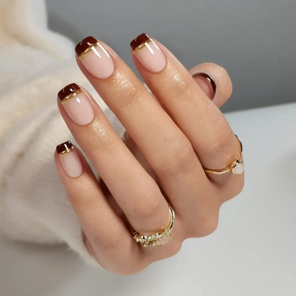 فرنچ ناخن طلایی و سیاه