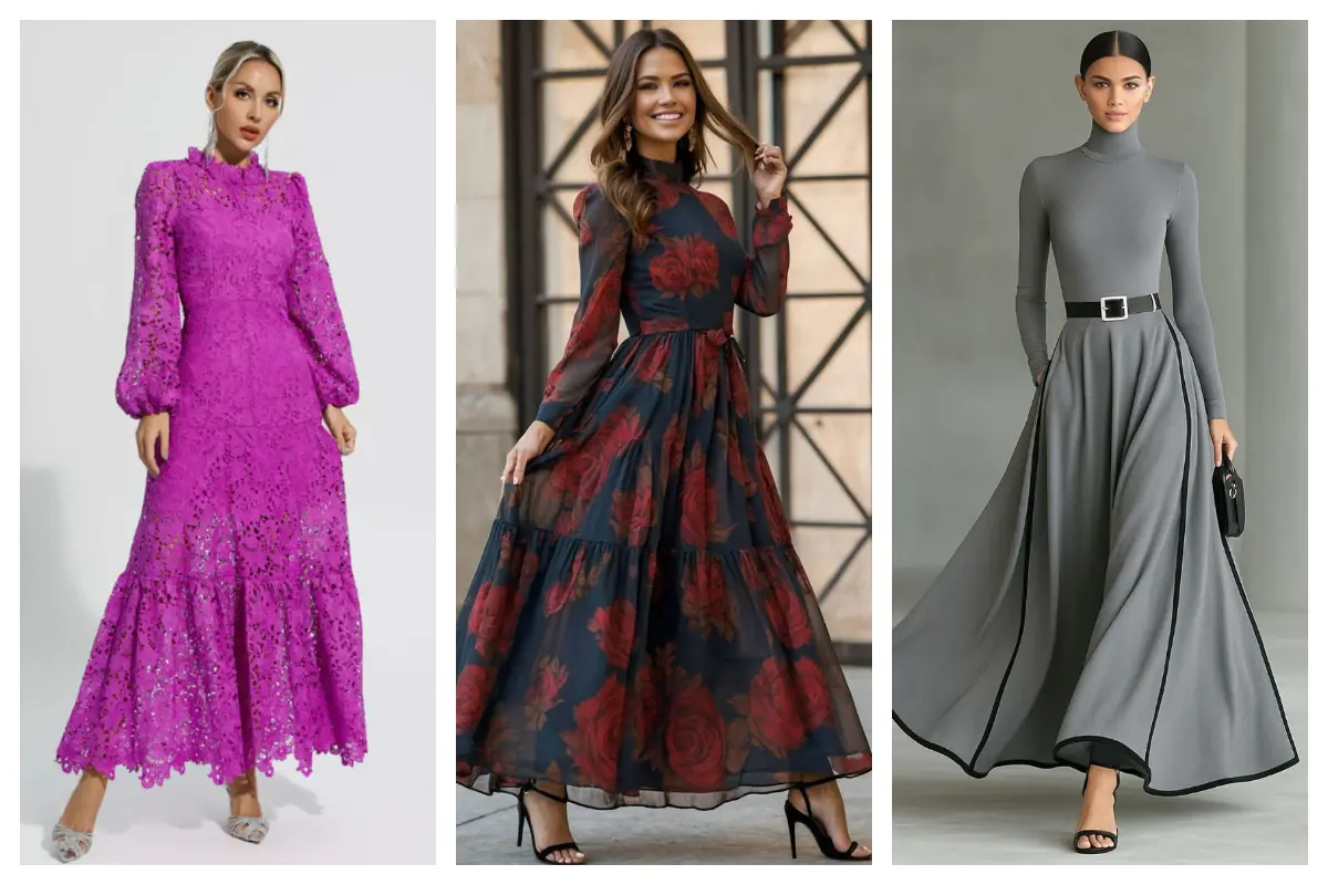 پیراهن بلند زنانه شیک؛ با یه جفت گوشواره بلند، دیگه ستاره شب تویی!