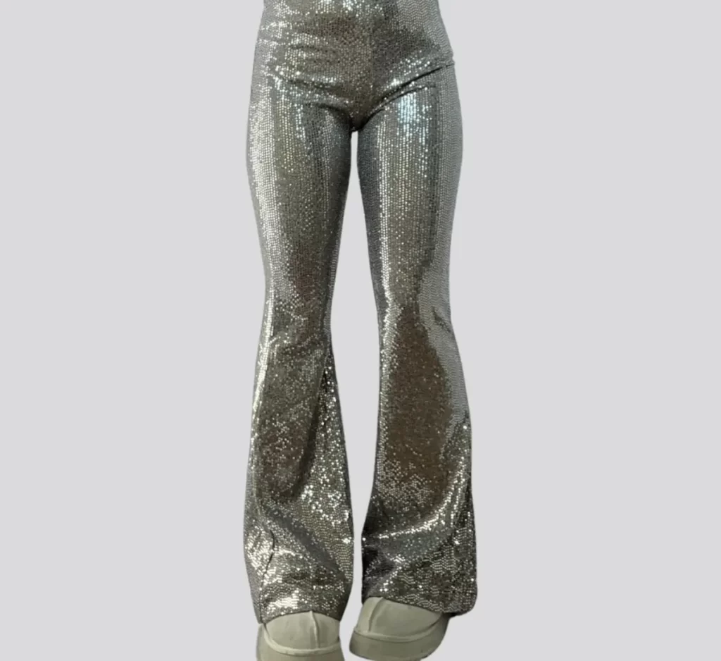 شلوار پولکی مجلسی زنانه نقره ای