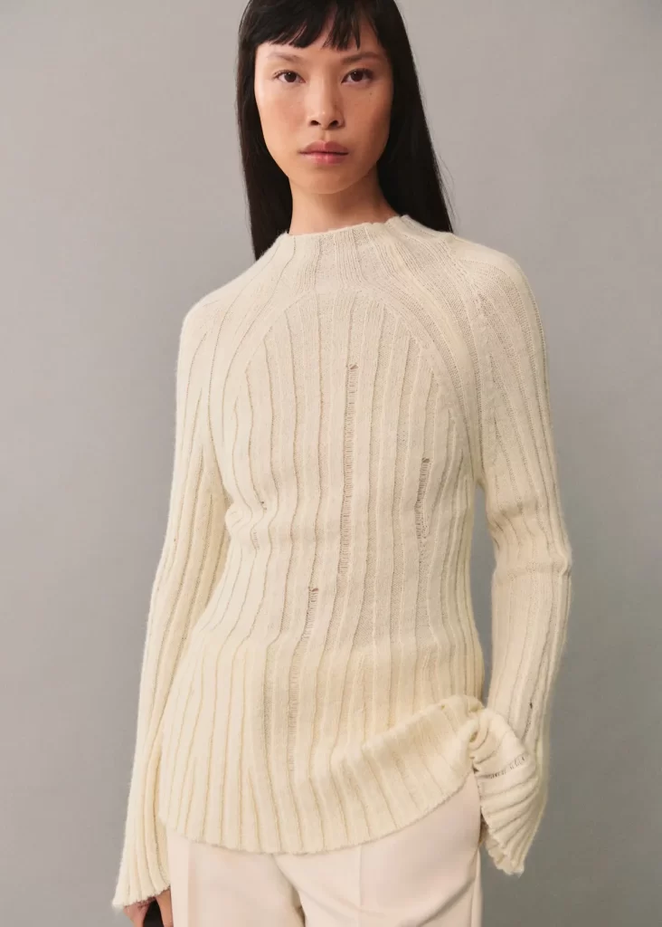 پلیور بافت ربی زنانه کرم