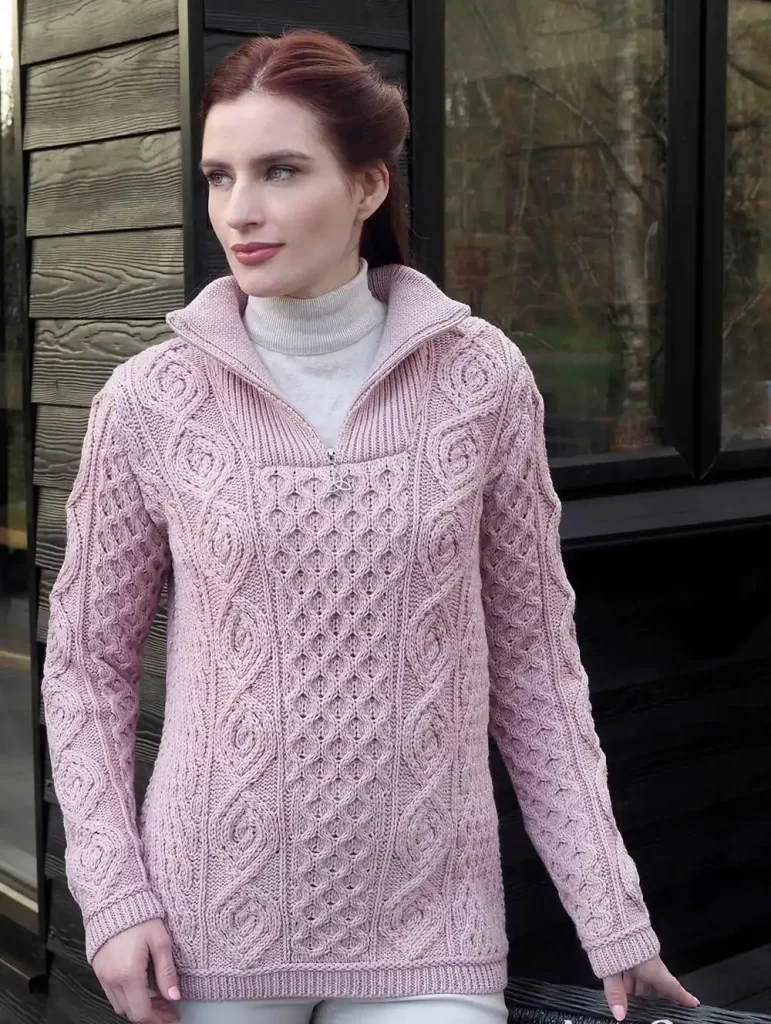 پلیور بافت پیچدار زنانه صورتی