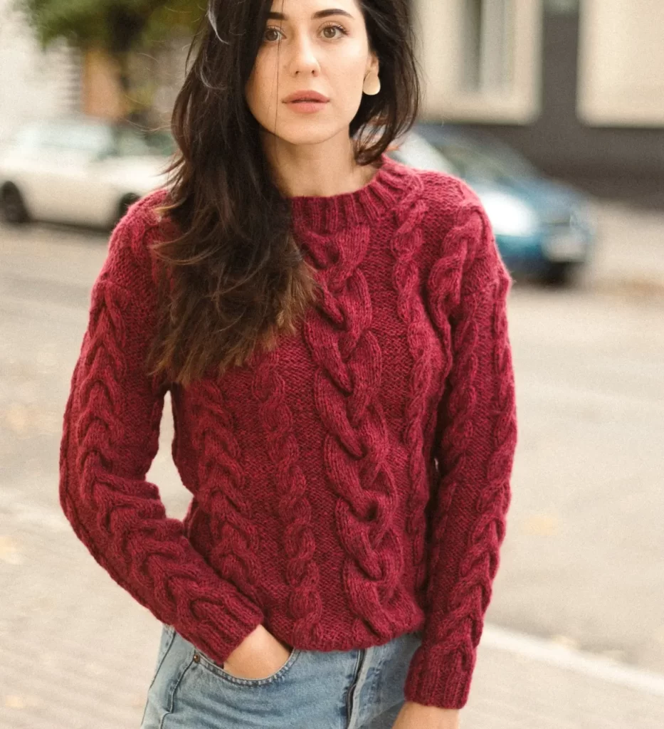 پلیور بافت پیچدار زنانه قرمز
