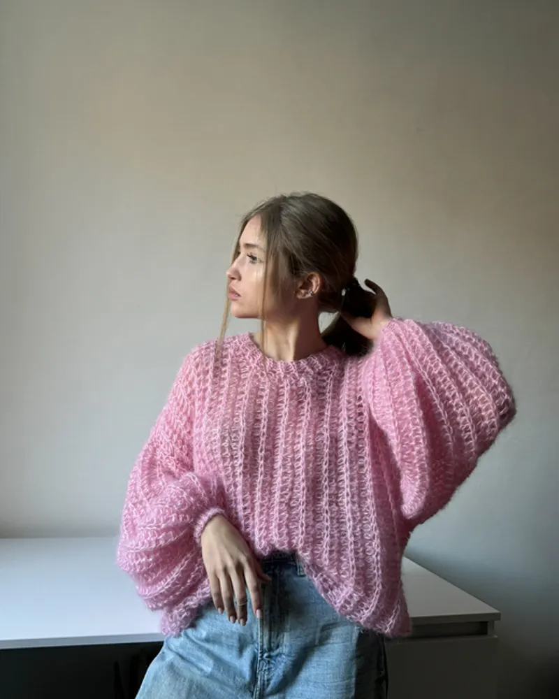 پلیور موهر خزدار زنانه صورتی