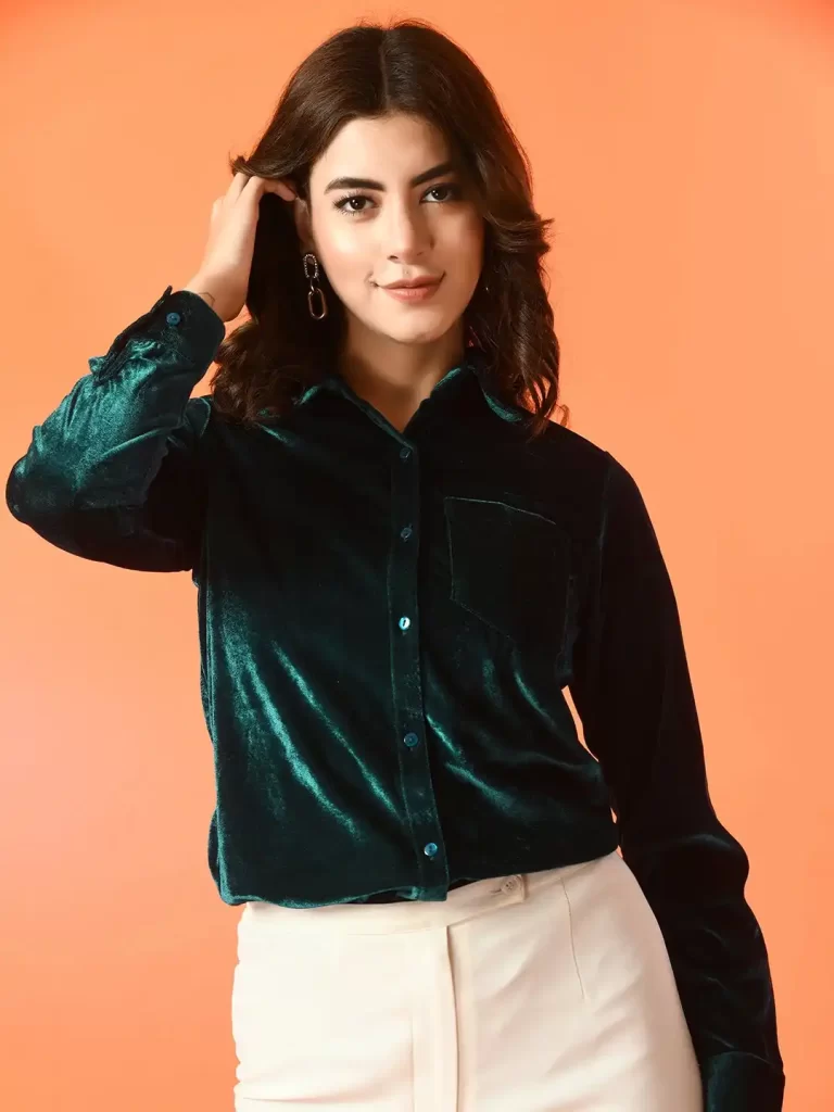 پیراهن زنانه مخمل سبز تیره