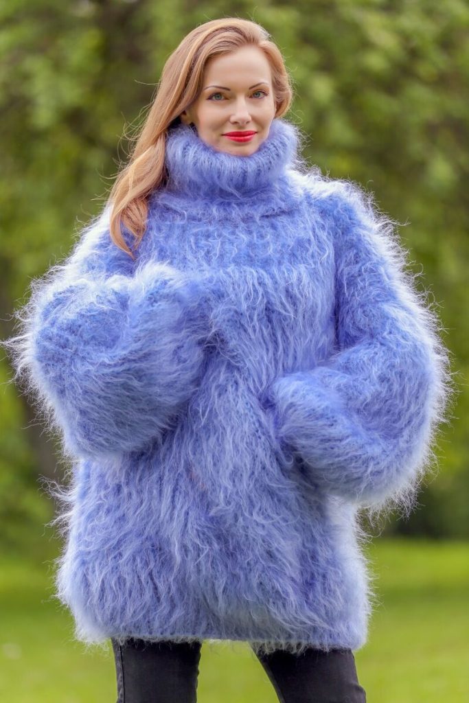 پلیور موهر خزدار زنانه بلند بنفش