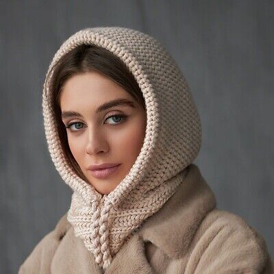 کلاه بافتنی موهر زنانه کرم رنگ