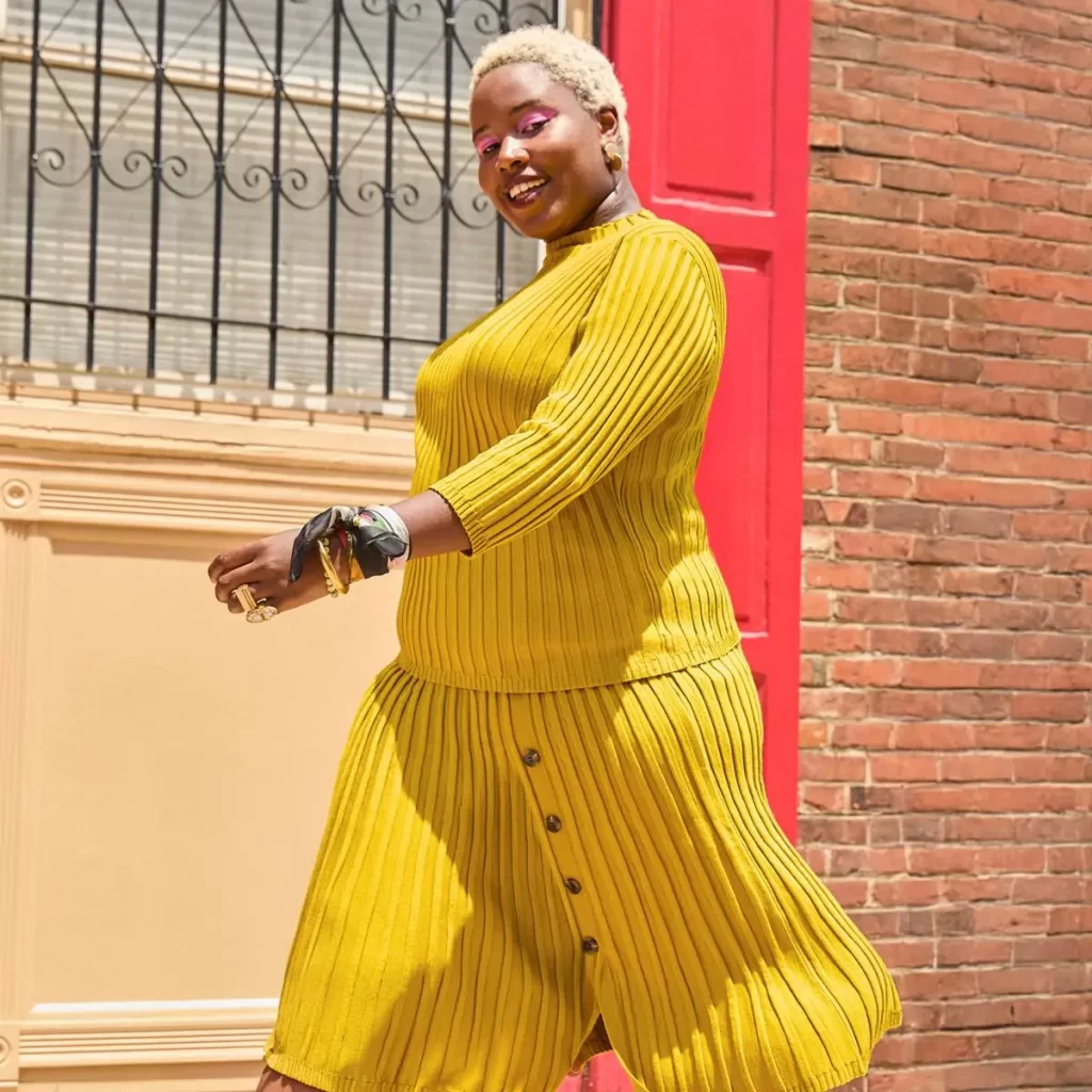 ست بافتی کشباف زنانه زرد