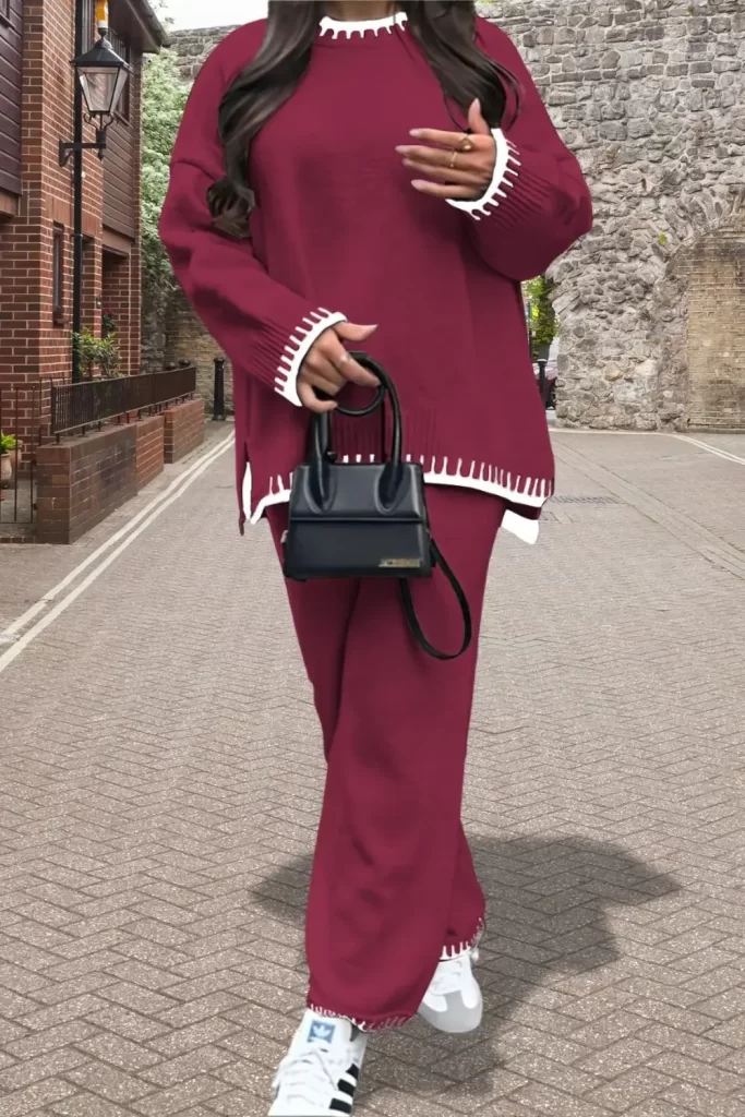 ست بافت شیک قرمر