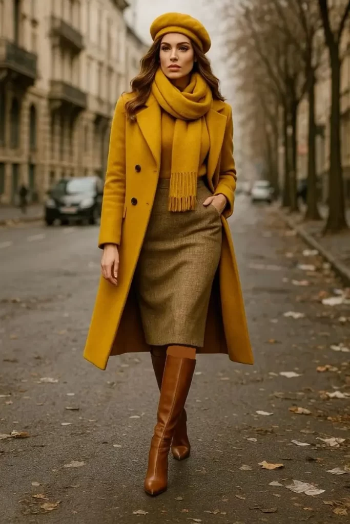 استایل پاییزی کلاسیک زنانه کت نارنجی