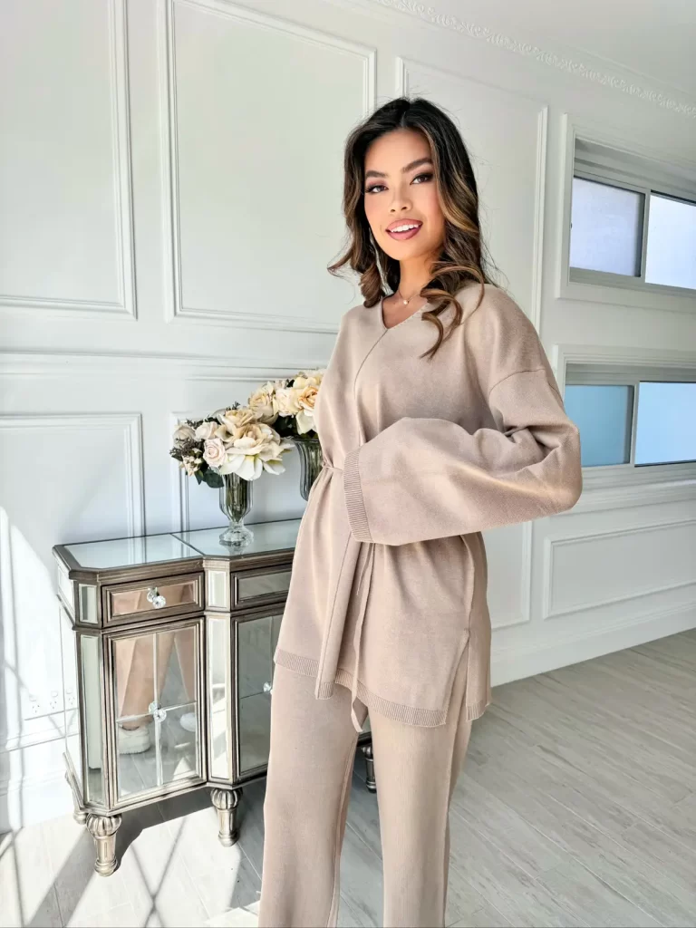 ست بافت اورسایز زنانه کرم رنگ