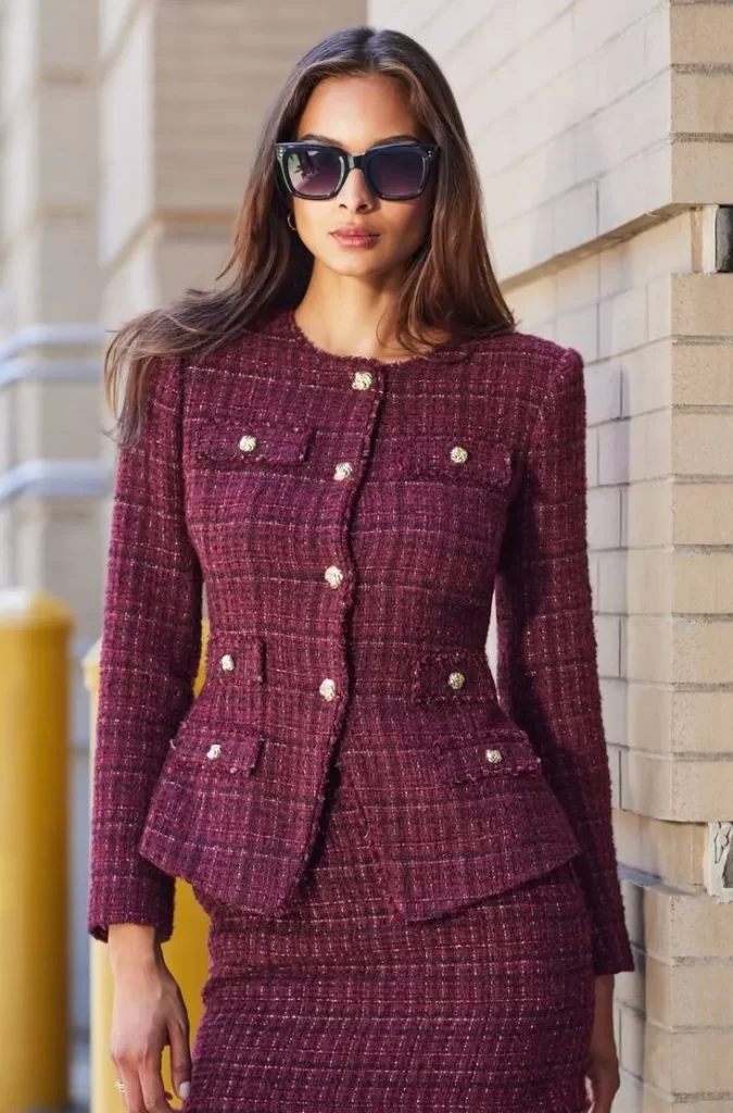 کت و دامن تویید قرمز