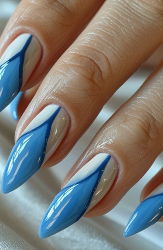 مدل ایده کاشت ناخن آبی روشن