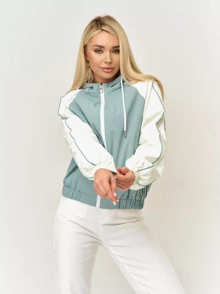 کت کوتاه دخترانه اسپرت سبز و سفید