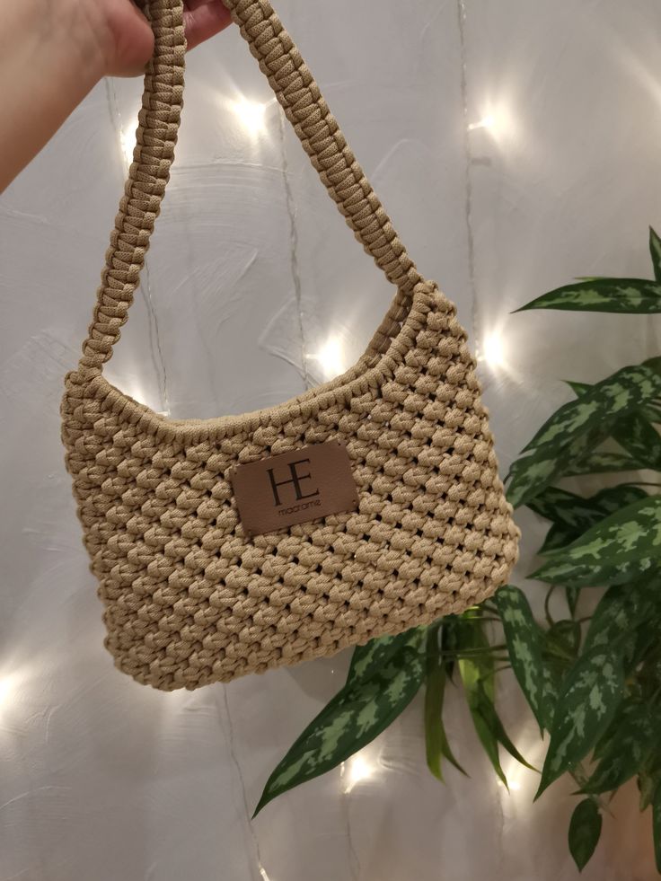 کیف مکرومه‌بافی قهوه ای