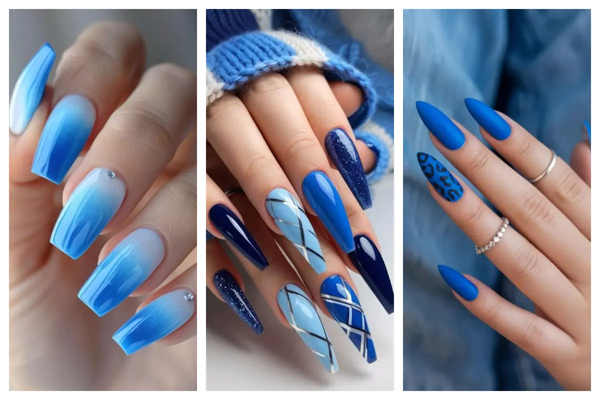 مدل ایده کاشت ناخن آبی؛ رنگ اقیانوسی براق زدی و انگار دریا رو تو انگشتات اسیر کردی!