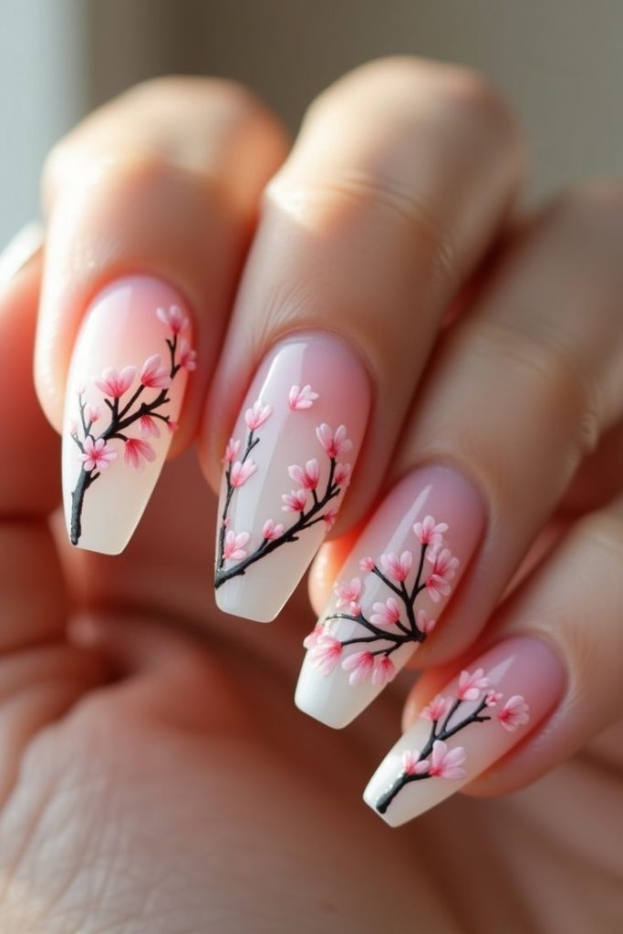 طراحی ناخن مدل گل بهاری