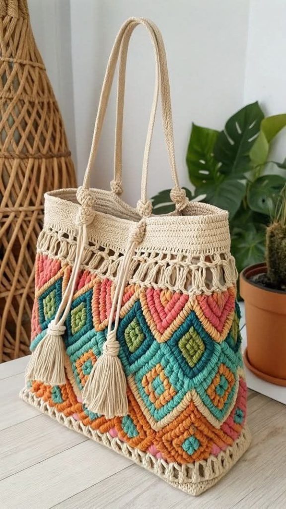 کیف مکرومه‌بافی