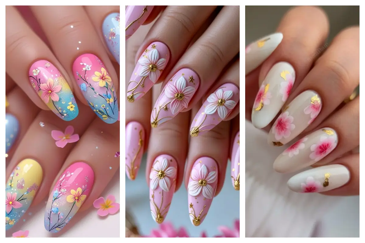 طراحی ناخن مدل گل بهاری؛ انگار باغ بهشتی رو انگشتات داری!